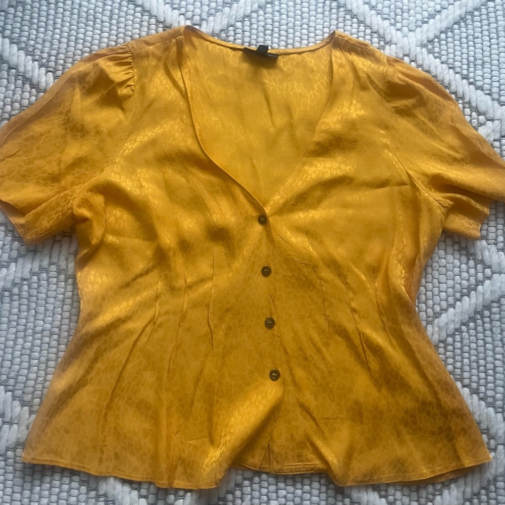 Topshop yellow cheetah print top